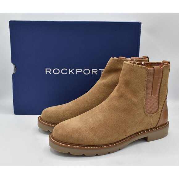 Rockport Womens Size 8.5 Kacey Mocha Latte Suede Zipped Chelsea Booties Boots - Picture 1 of 14